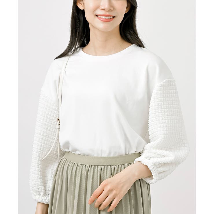 オフホワイト | ポコポコスリーブ切替７分袖プルオーバー | rps