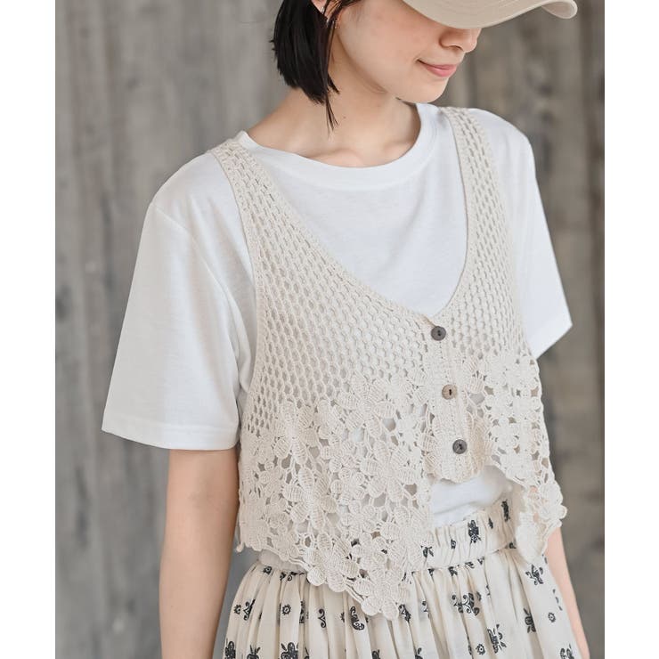 ＴシャツＳＥＴカギ針ビスチェアンサンブル | rps | 詳細画像1 