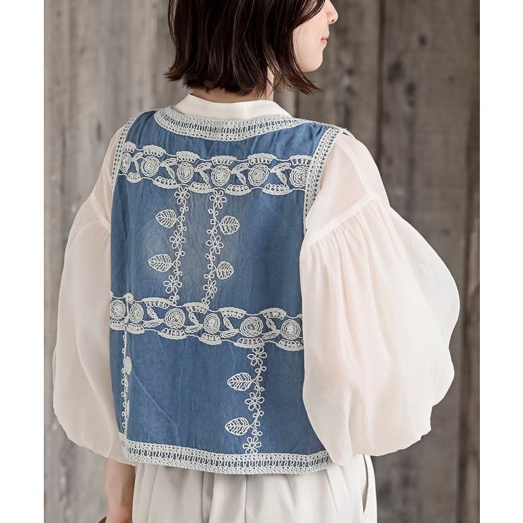 スパンコール刺繍デニムベスト[品番：RPSW0003812]｜rps（アール