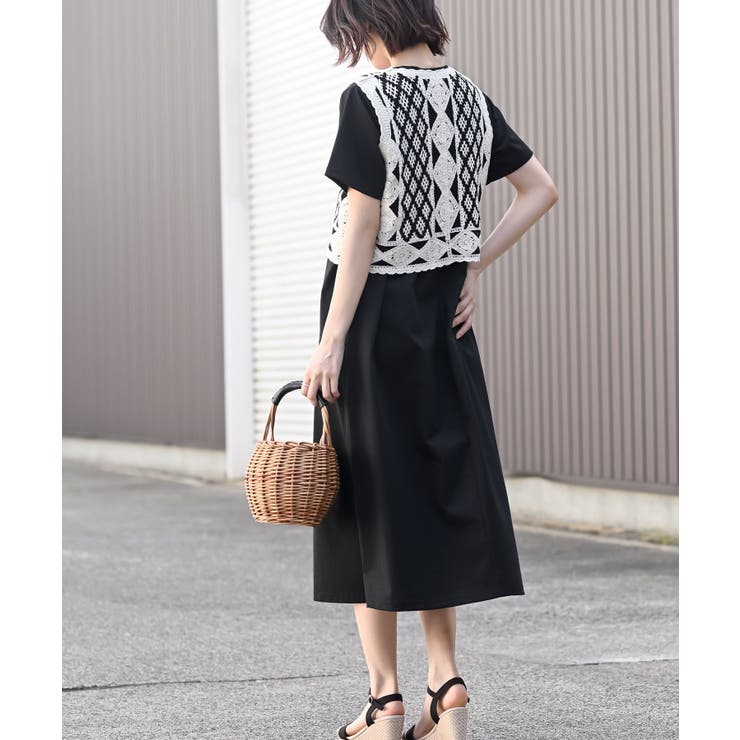 カギ針ベスト×Ｔシャツワンピースアンサンブル | rps | 詳細画像12 