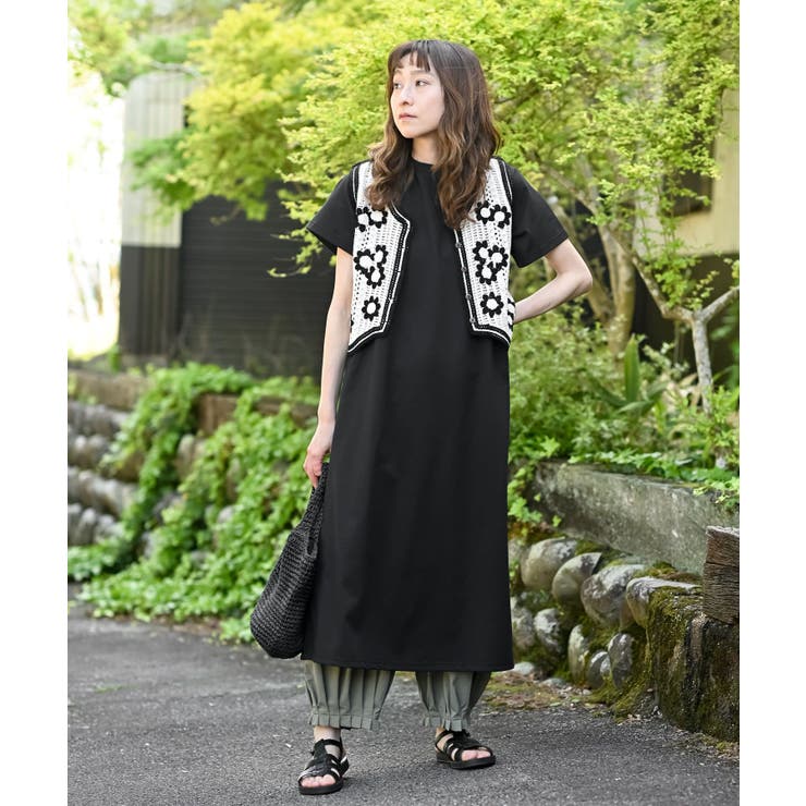 カギ針ベスト×Ｔシャツワンピースアンサンブル | rps | 詳細画像2 