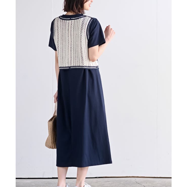 カギ針ベスト×Ｔシャツワンピースアンサンブル | rps | 詳細画像25 