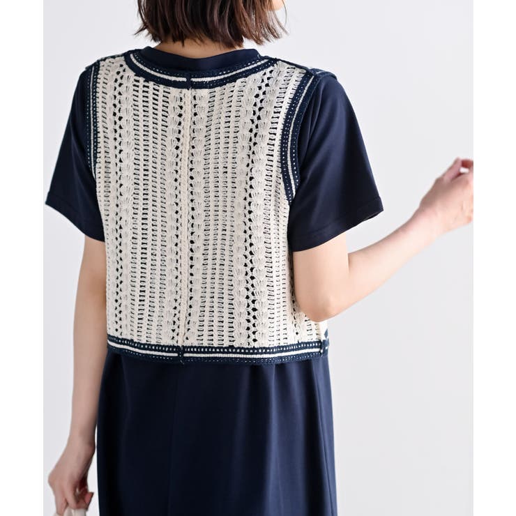 カギ針ベスト×Ｔシャツワンピースアンサンブル | rps | 詳細画像29 
