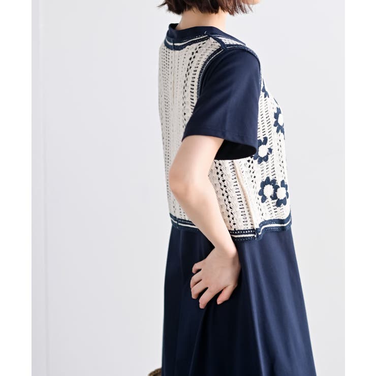 カギ針ベスト×Ｔシャツワンピースアンサンブル | rps | 詳細画像30 
