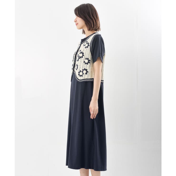 カギ針ベスト×Ｔシャツワンピースアンサンブル | rps | 詳細画像32 