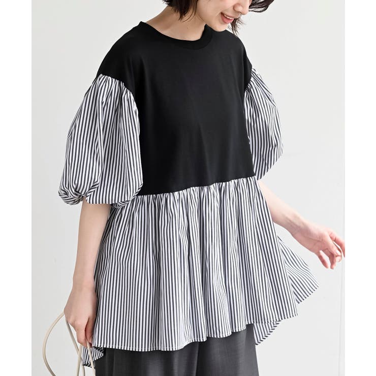 ブラック2 | ボリュームスリーブ異素材切替プルオーバー | rps