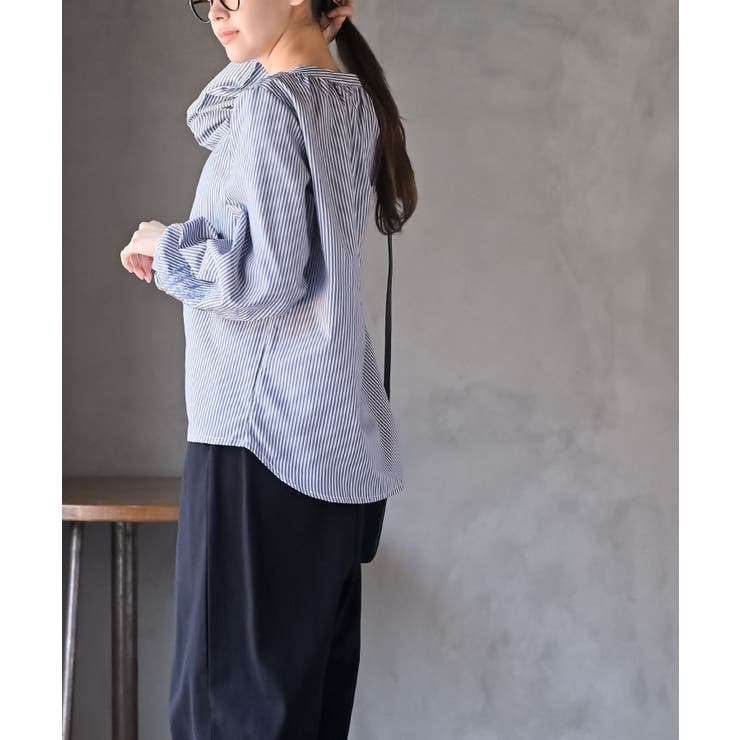 刺繍スリーブバンドカラーブラウス | rps | 詳細画像21 