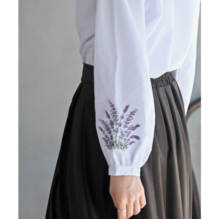 刺繍スリーブバンドカラーブラウス | rps | 詳細画像9 