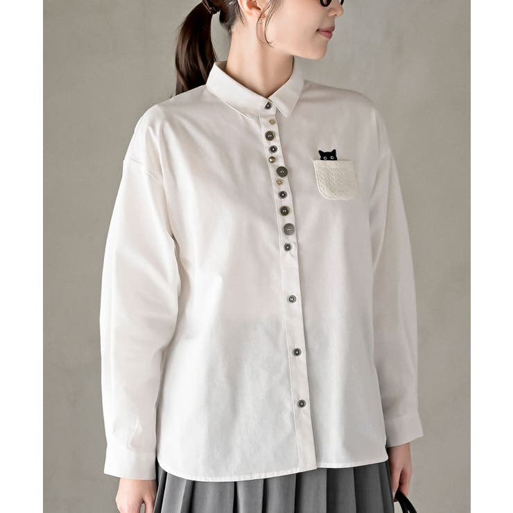 オフホワイト | 多釦キャットシャツ | rps