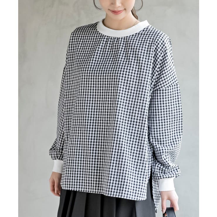 ブラック | リブ使いブラウス | rps