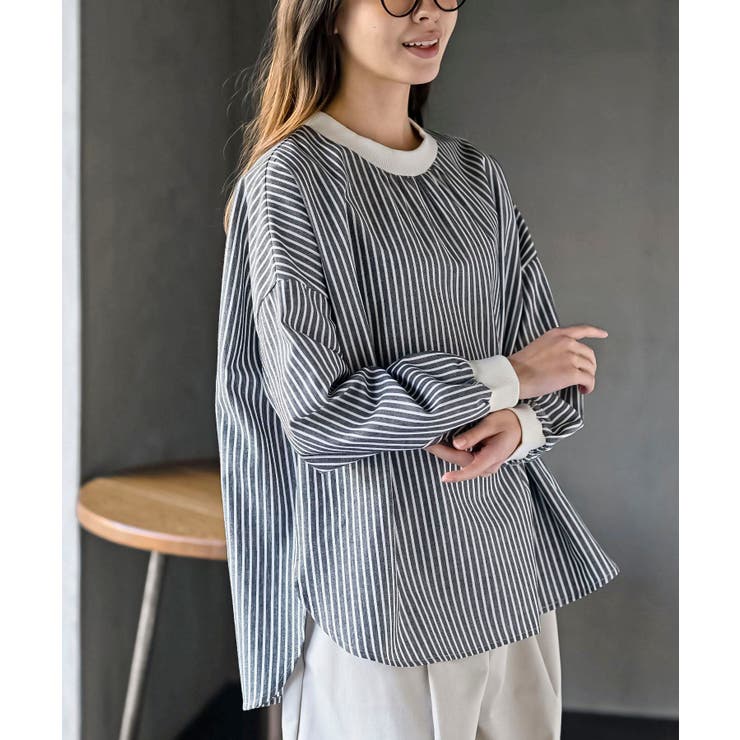 ネイビー | リブ使いブラウス | rps