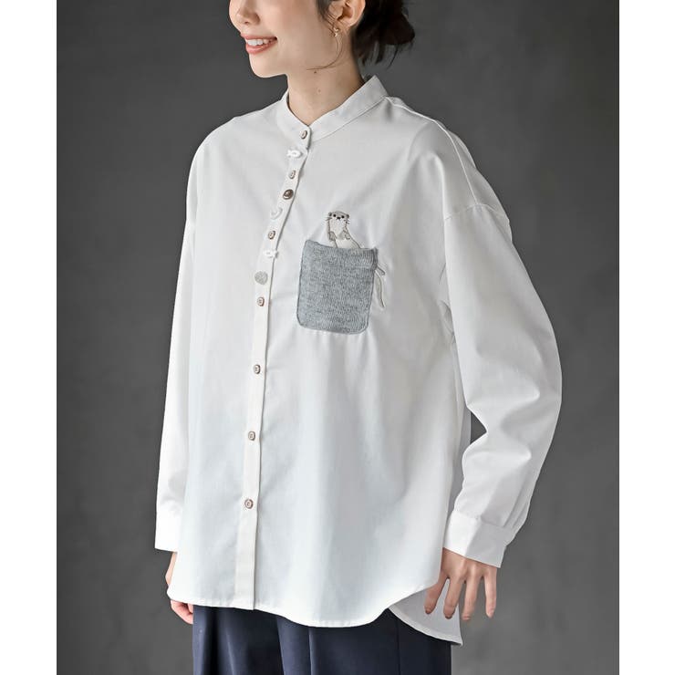 カワウソ多釦バンドカラーワイドシャツ | rps | 詳細画像1 