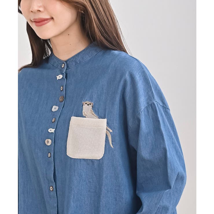 カワウソ多釦バンドカラーワイドシャツ | rps | 詳細画像14 