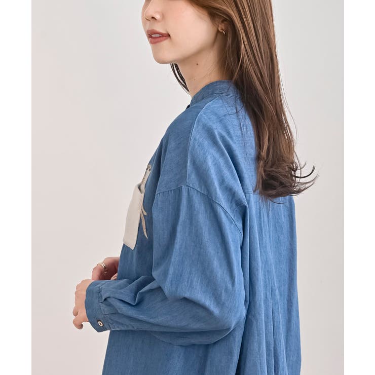 カワウソ多釦バンドカラーワイドシャツ | rps | 詳細画像15 