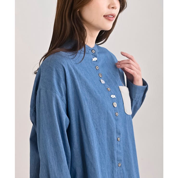 カワウソ多釦バンドカラーワイドシャツ | rps | 詳細画像17 