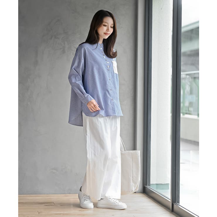 カワウソ多釦バンドカラーワイドシャツ | rps | 詳細画像27 