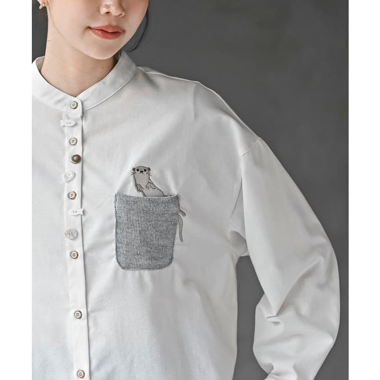 カワウソ多釦バンドカラーワイドシャツ | rps | 詳細画像6 