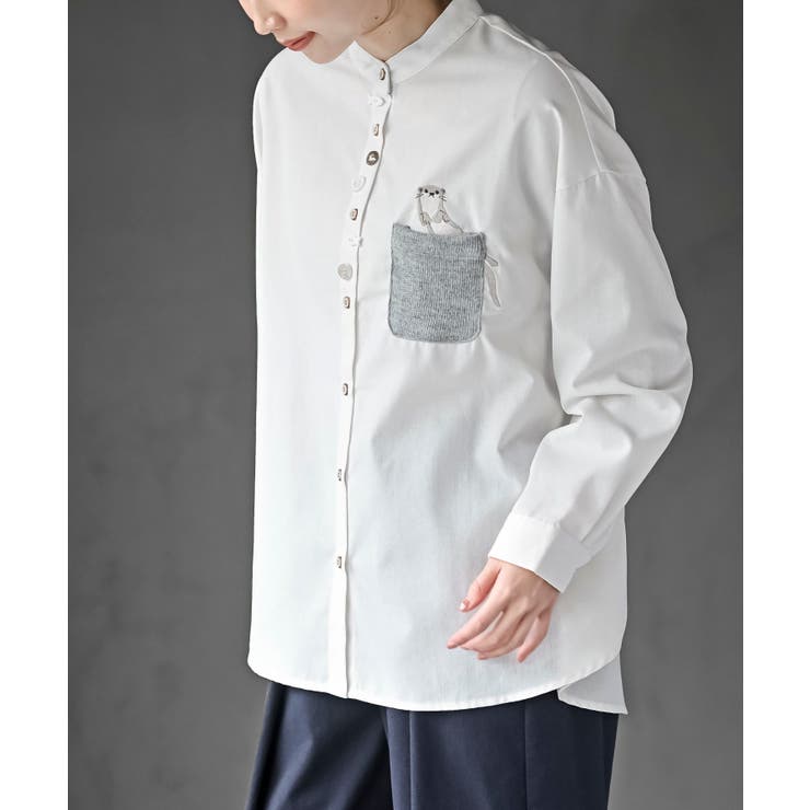 カワウソ多釦バンドカラーワイドシャツ | rps | 詳細画像7 