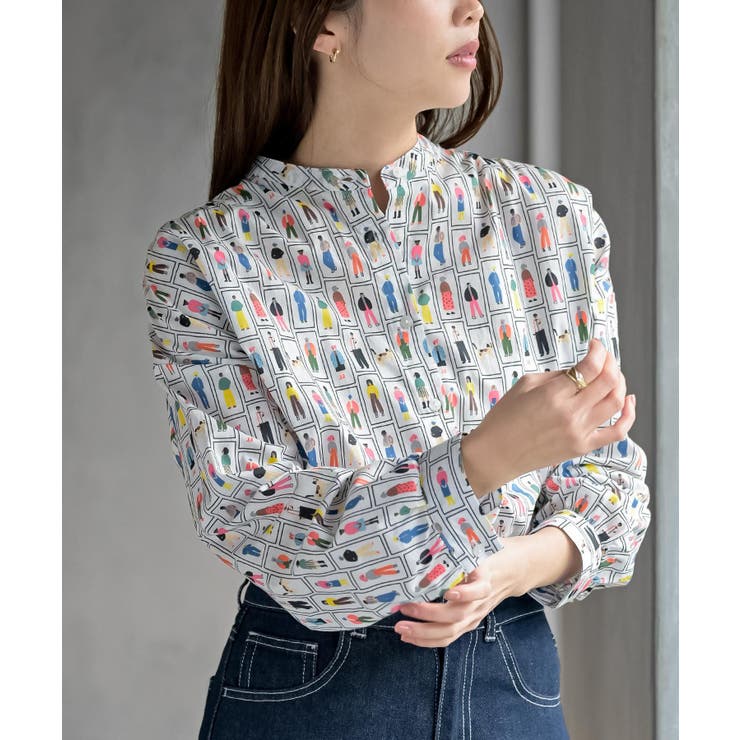 オフホワイト2 | プリントアソートバンドカラーシャツ | rps