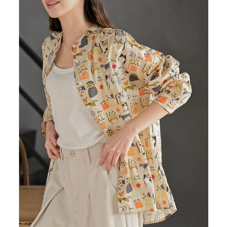 イエロー | プリントアソートバンドカラーシャツ | rps