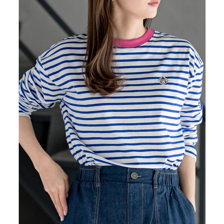 ワンポイント刺繍ボーダー配色カットソー | rps | 詳細画像1 