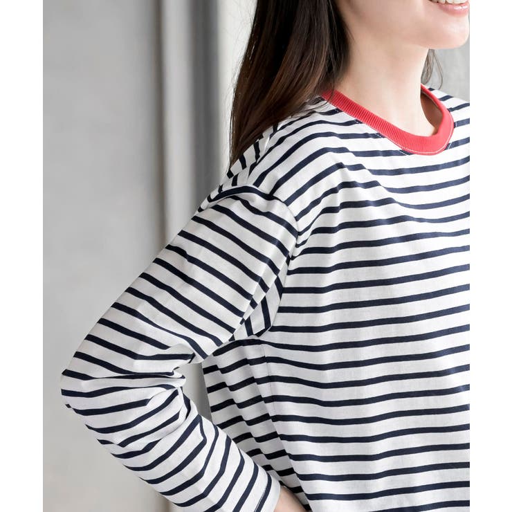 ワンポイント刺繍ボーダー配色カットソー | rps | 詳細画像14 