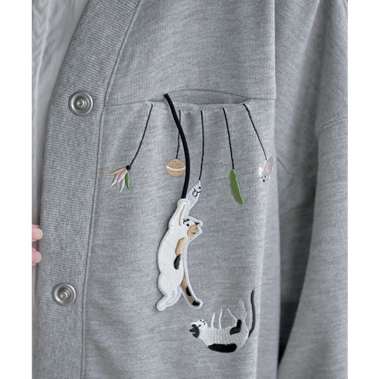 ブラブラキャットミニ裏毛Ｖネックカーディガン | rps | 詳細画像14 