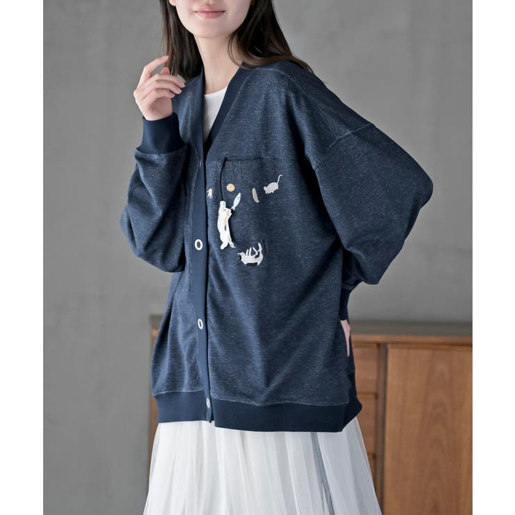 ブラブラキャットミニ裏毛Ｖネックカーディガン | rps | 詳細画像26 