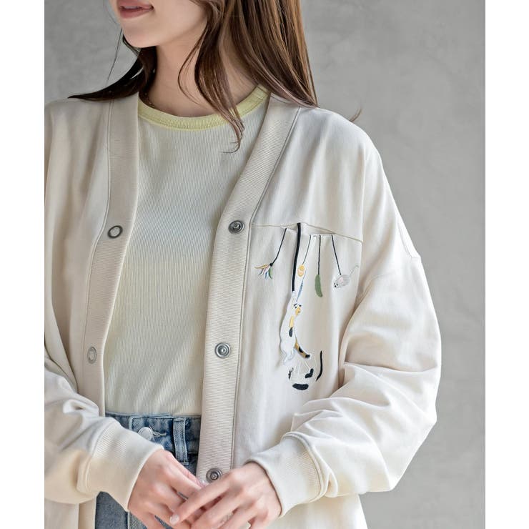 ブラブラキャットミニ裏毛Ｖネックカーディガン | rps | 詳細画像6 