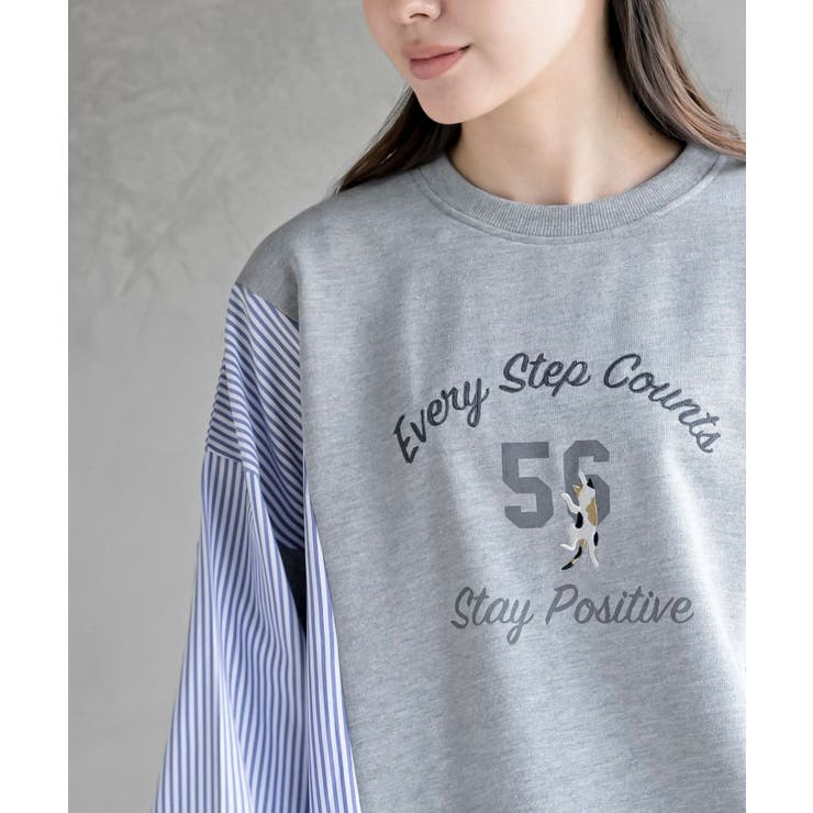 無地×ストライプ切替ミニ裏毛ドロストプルオーバー | rps | 詳細画像14 