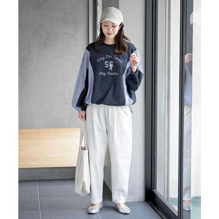 無地×ストライプ切替ミニ裏毛ドロストプルオーバー | rps | 詳細画像18 