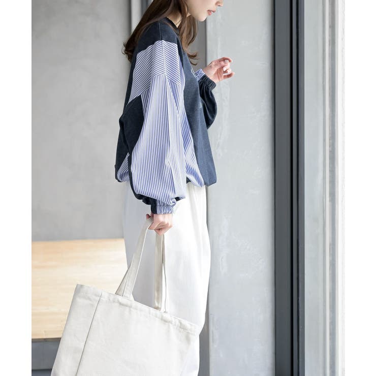 無地×ストライプ切替ミニ裏毛ドロストプルオーバー | rps | 詳細画像19 