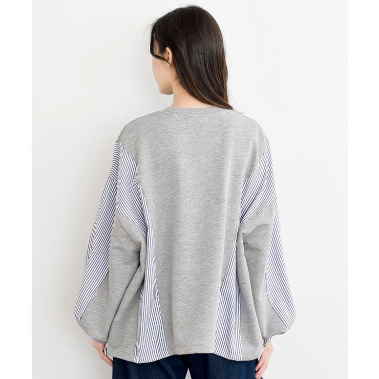 無地×ストライプ切替ミニ裏毛ドロストプルオーバー | rps | 詳細画像27 