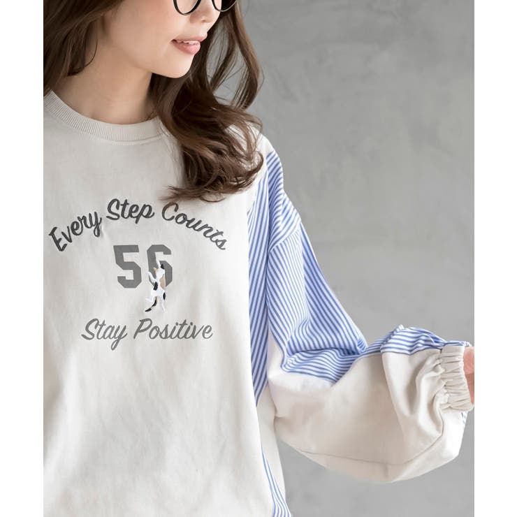 無地×ストライプ切替ミニ裏毛ドロストプルオーバー | rps | 詳細画像6 