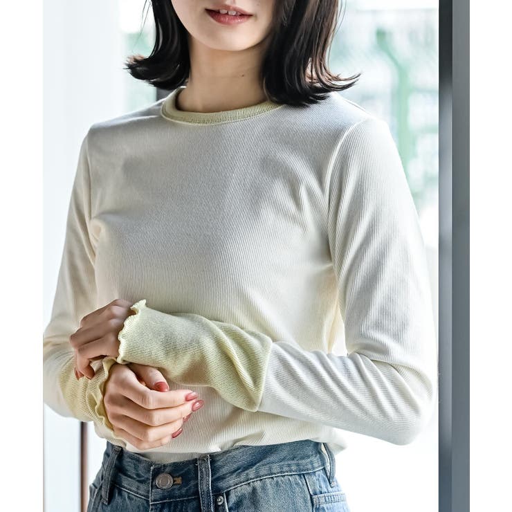 オフホワイト | 配色クルーネックカットソー | rps