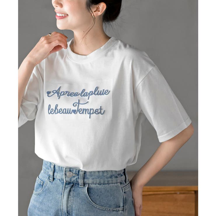 オフホワイト | ハブラシ刺繍６分袖Ｔ | rps