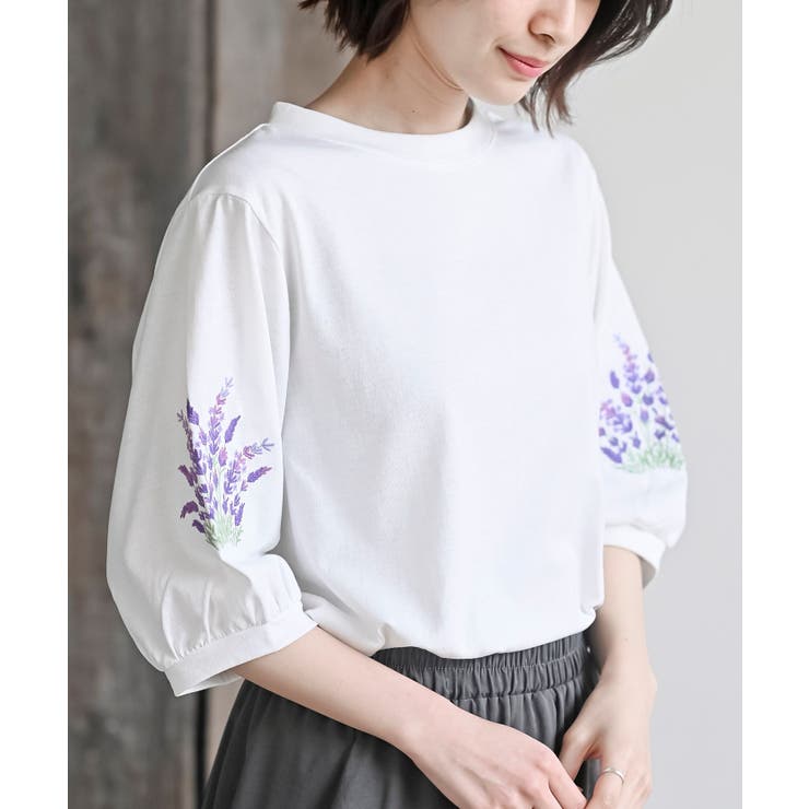 刺繍スリーブ7分袖カットプルオーバー[品番：RPSW0001554]｜rps