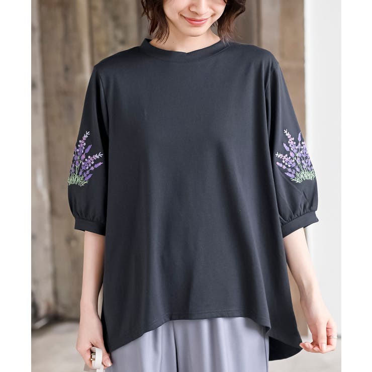 刺繍スリーブ7分袖カットプルオーバー[品番：RPSW0001554]｜rps