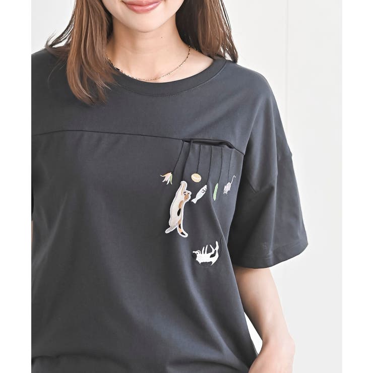 ブラブラキャット裾ドロストＴシャツ | rps | 詳細画像6 