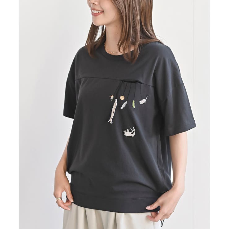 CHACグレー | ブラブラキャット裾ドロストＴシャツ | rps