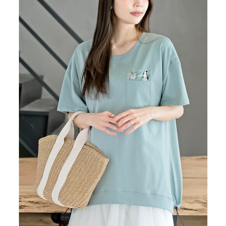 フラワーキャット裾ドロストＴシャツ | rps | 詳細画像1 