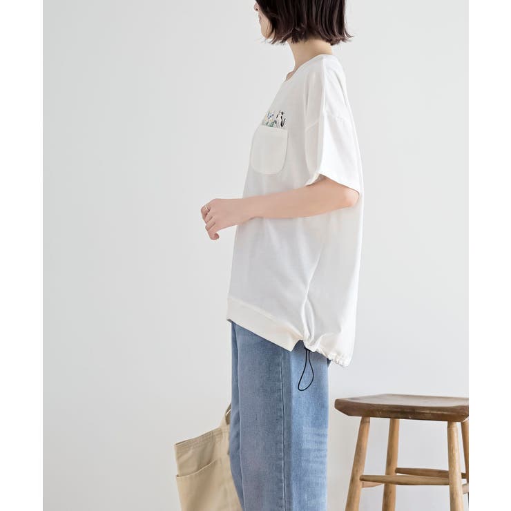 フラワーキャット裾ドロストＴシャツ | rps | 詳細画像3 