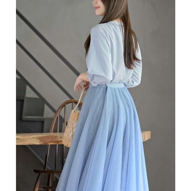 刺繍スリーブバンドカラー７分袖ブラウス | rps | 詳細画像11 