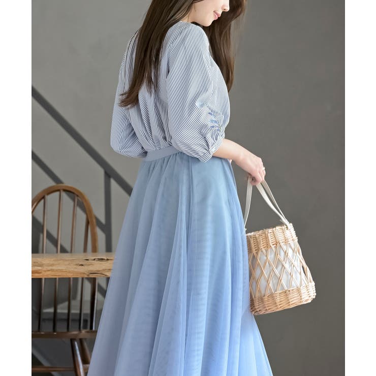 刺繍スリーブバンドカラー７分袖ブラウス | rps | 詳細画像12 