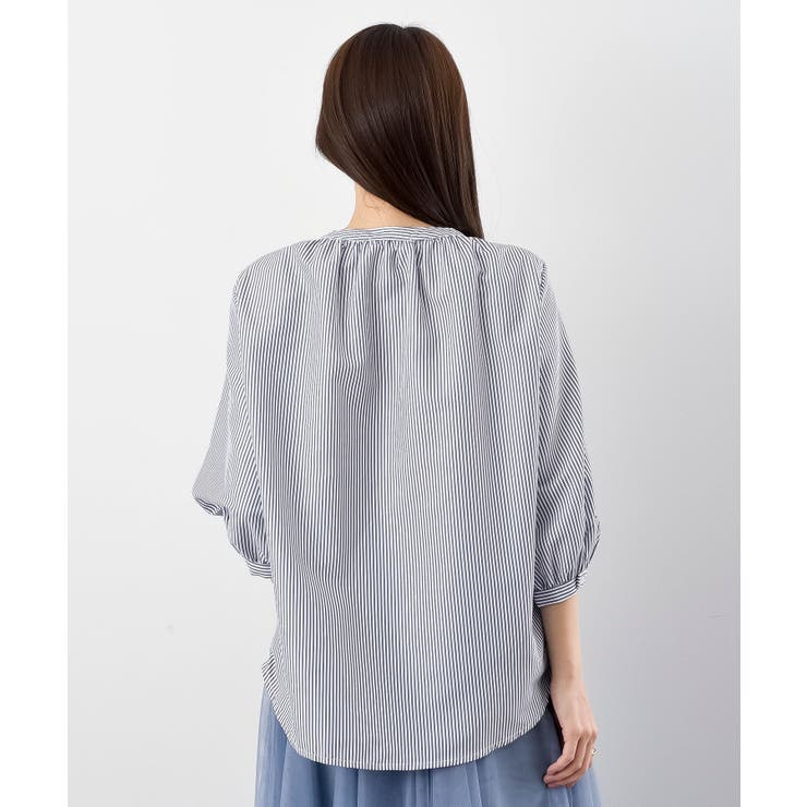 刺繍スリーブバンドカラー７分袖ブラウス | rps | 詳細画像27 