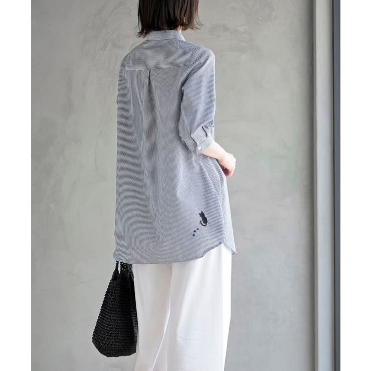 ねこだらけ３ポケット７分袖シャツチュニック | rps | 詳細画像12 