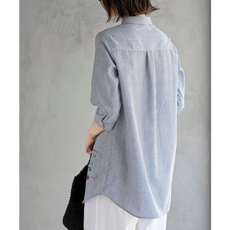 ねこだらけ３ポケット７分袖シャツチュニック | rps | 詳細画像16 