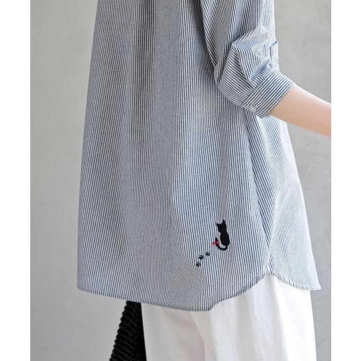 ねこだらけ３ポケット７分袖シャツチュニック | rps | 詳細画像17 