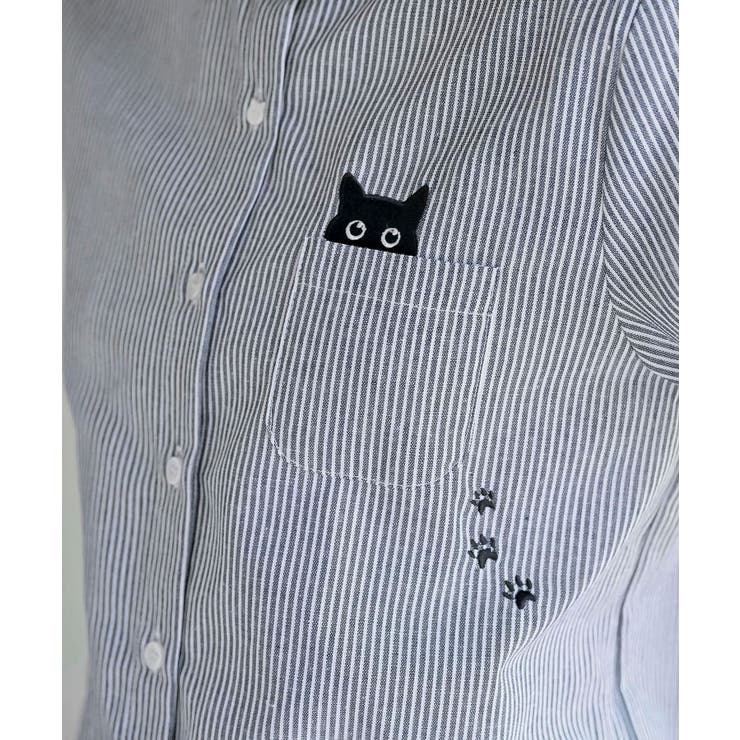 ねこだらけ３ポケット７分袖シャツチュニック | rps | 詳細画像19 