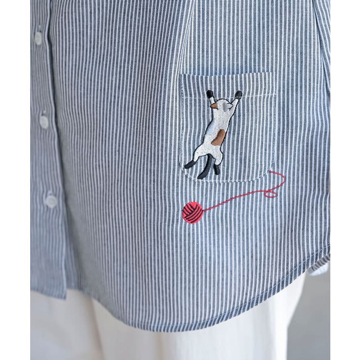 ねこだらけ３ポケット７分袖シャツチュニック | rps | 詳細画像20 